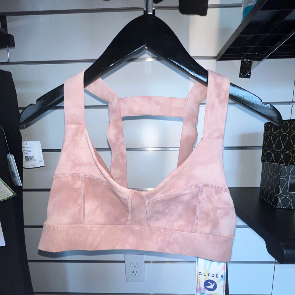 Unique tie-dyed by hand GLYDER sports bra. FormaOne Fabric.
